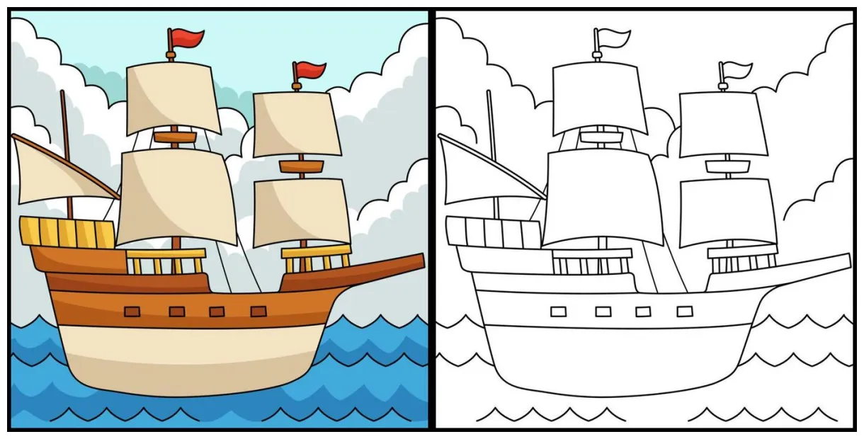 Ship Coloring Page Vector Art, Icons, and Graphics for Free Download