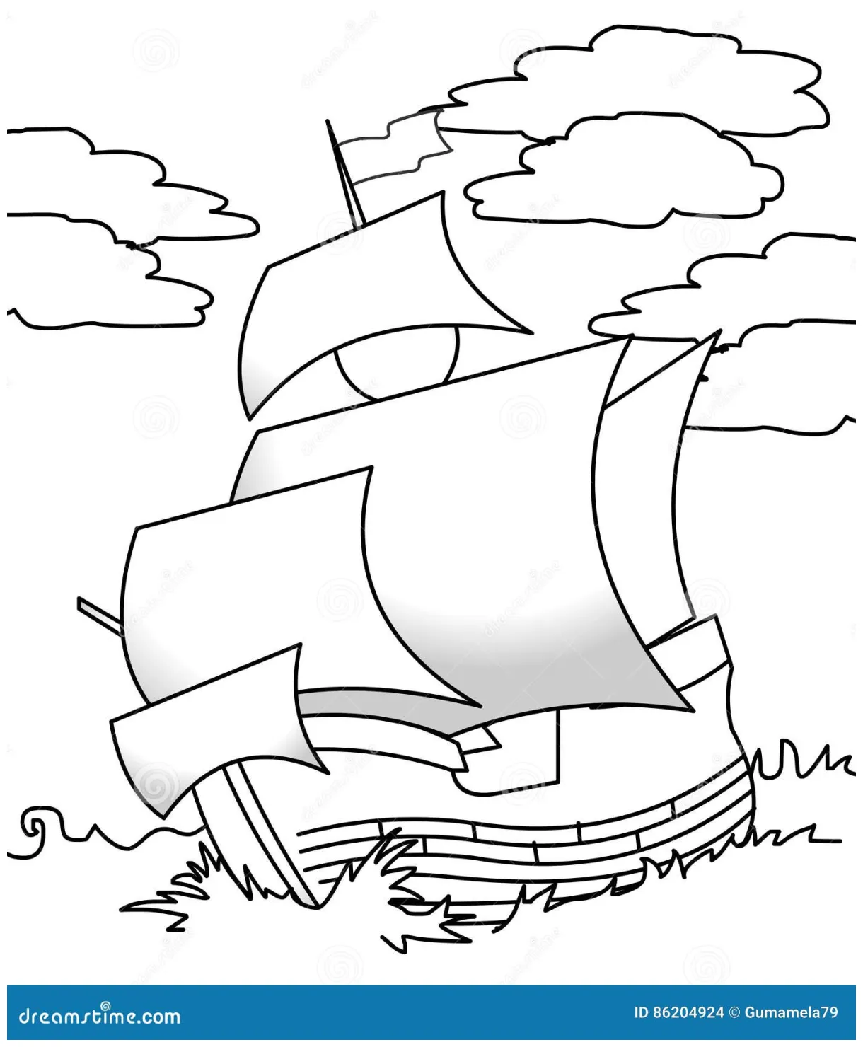Sailing Ship Coloring Page Stock Photography | CartoonDealer.com #86204924