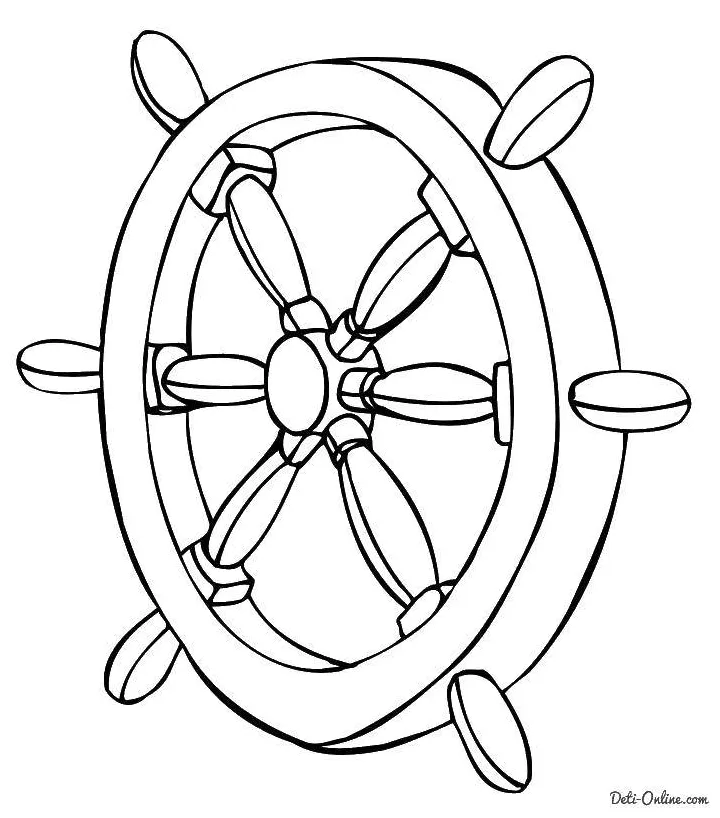 Online coloring pages coloring page the wheel of the ship ship
