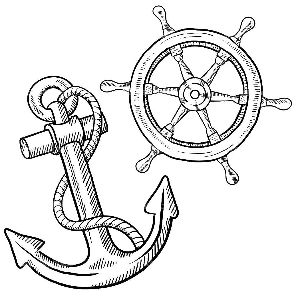 Ship wheel coloring pages