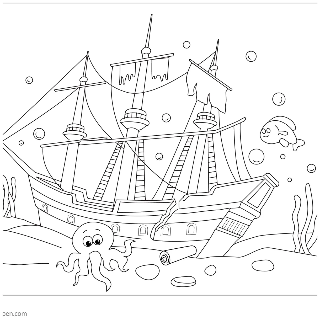 Shipwreck coloring page