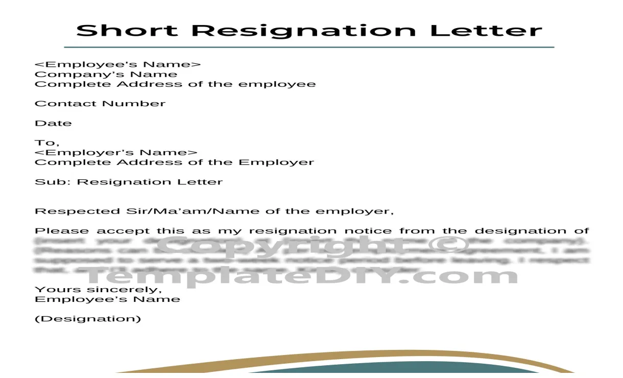 Short resignation letter sample sample with examples [word]