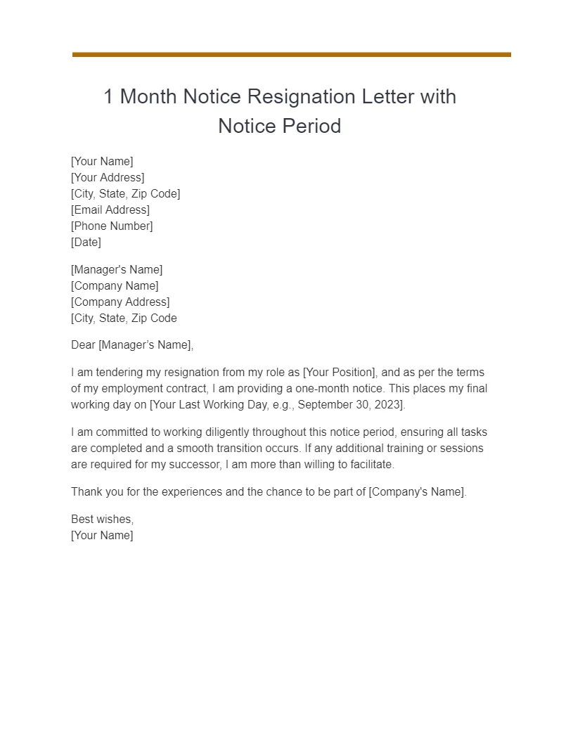 Resignation letter format with notice period short notice resignation