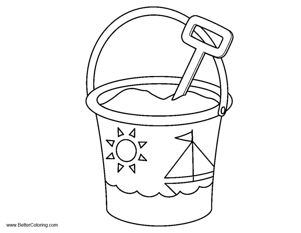 Summer Fun Coloring Pages Shovel And Pail - Free Printable Coloring Pages