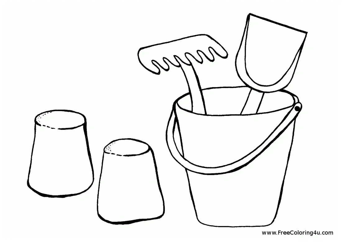 Free Pail And Shovel Coloring Page, Download Free Pail And Shovel