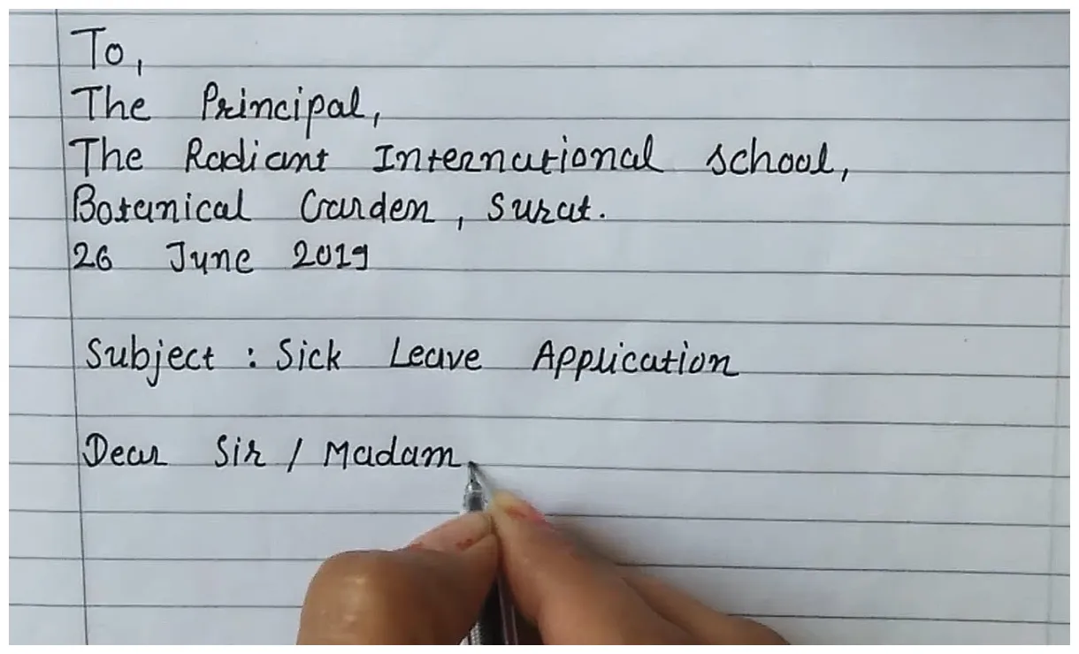 Letter writing format to principal for leave