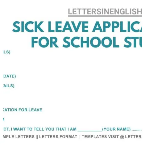 Sick Leave Application- Letter to the School Principal for Sick Leave