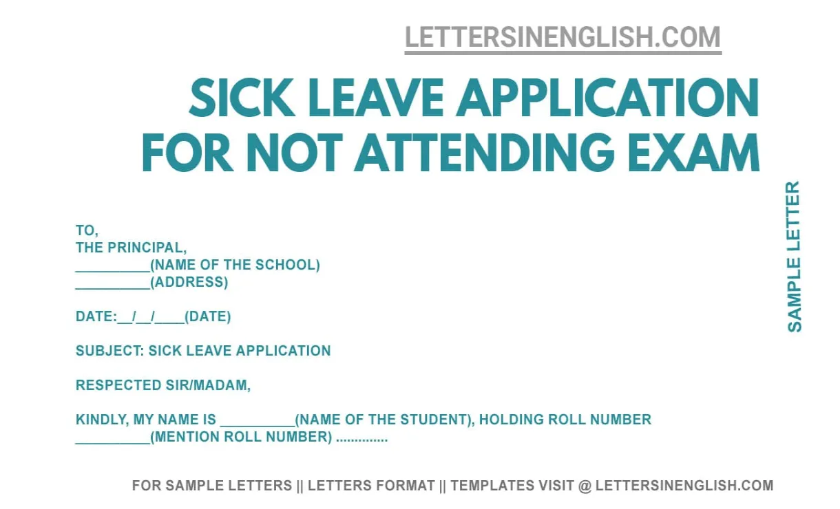 Sick Leave Application To The Principal For Not Attending Exam - Sample