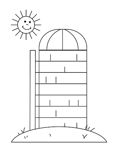Cute childrens farm coloring book page silo stock illustration printable coloring page