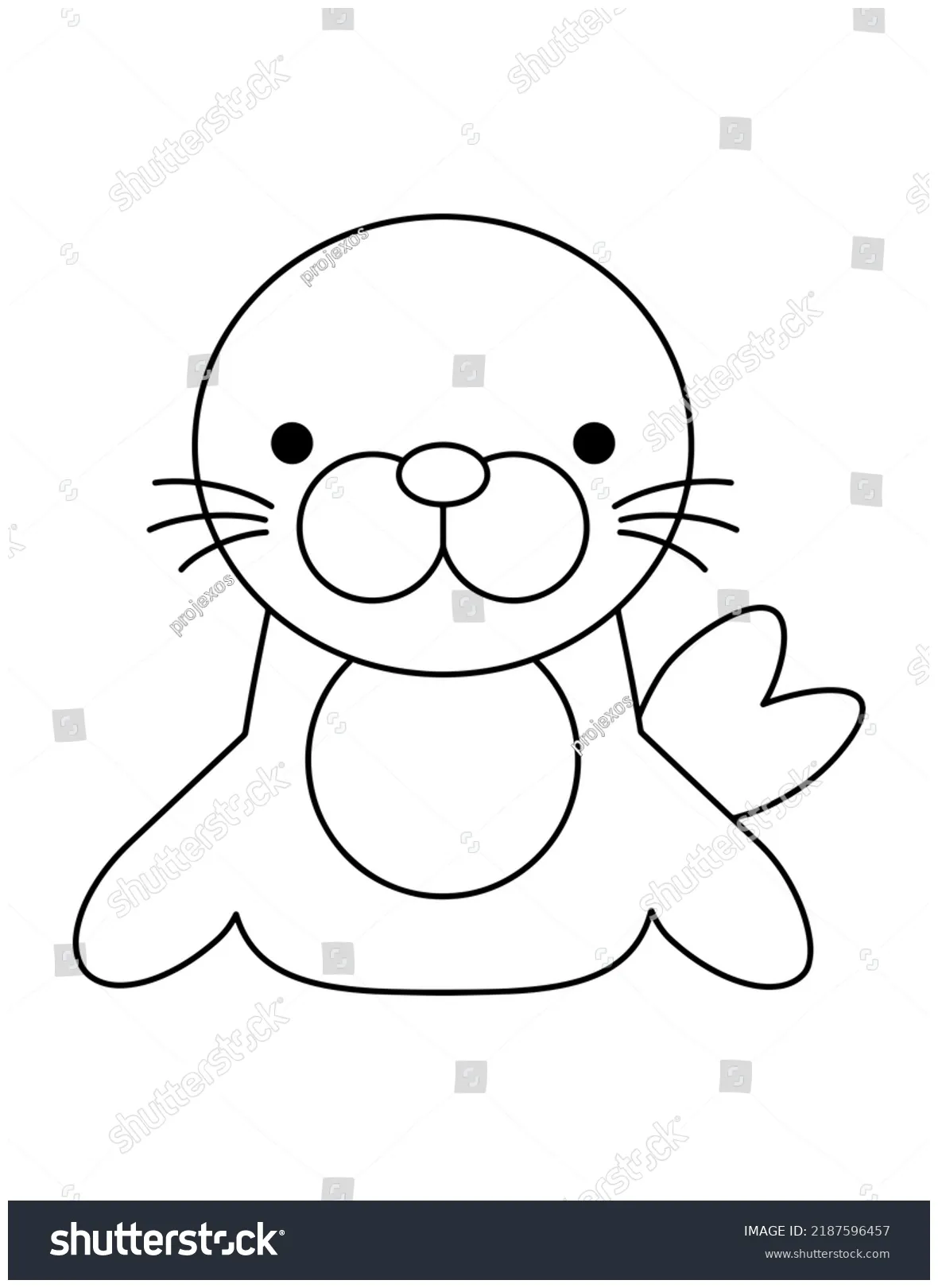 Cute Easy Simple Animal Coloring Page Stock Illustration 2187596457