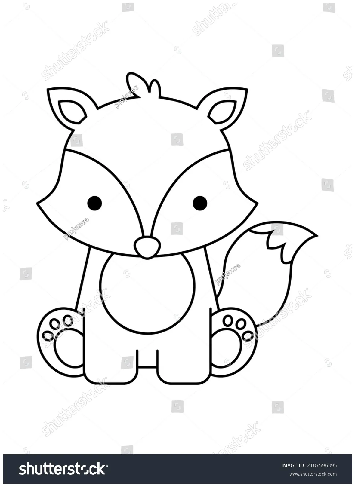 Cute Easy Simple Animal Coloring Page Stock Illustration 2187596395