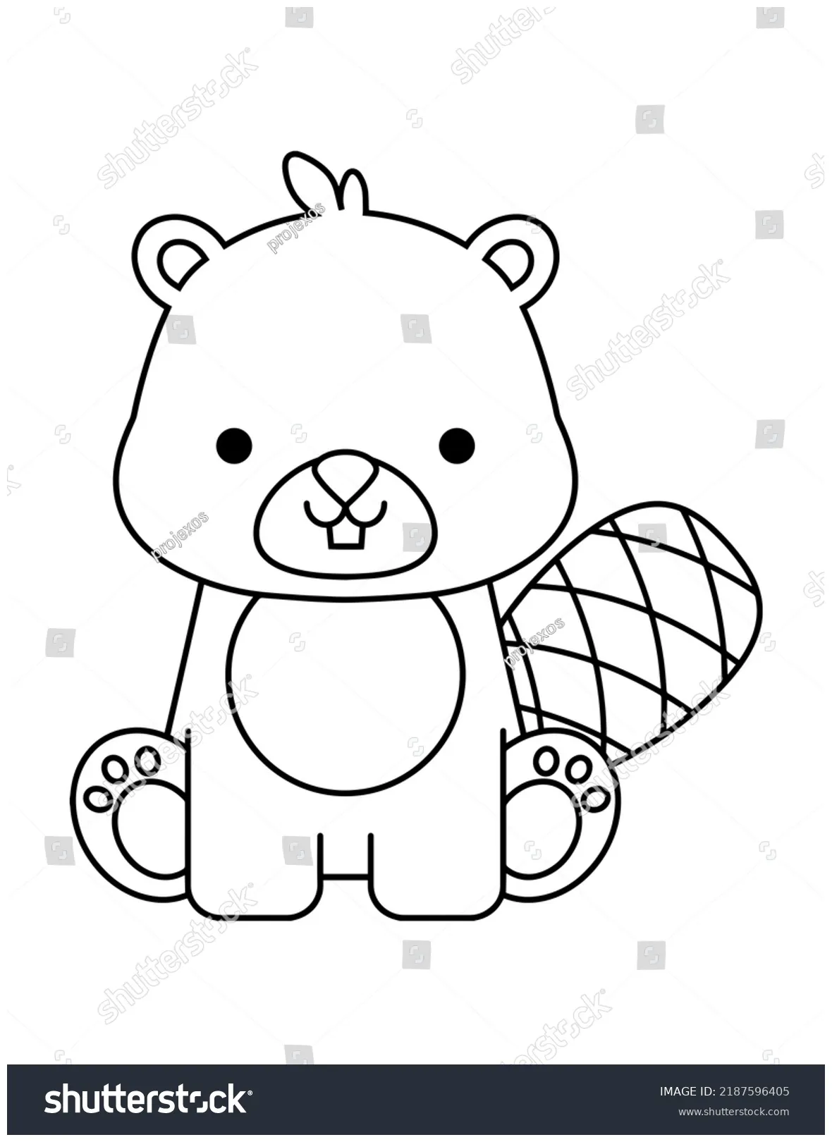 Cute Easy Simple Animal Coloring Page Stock Illustration 2187596405