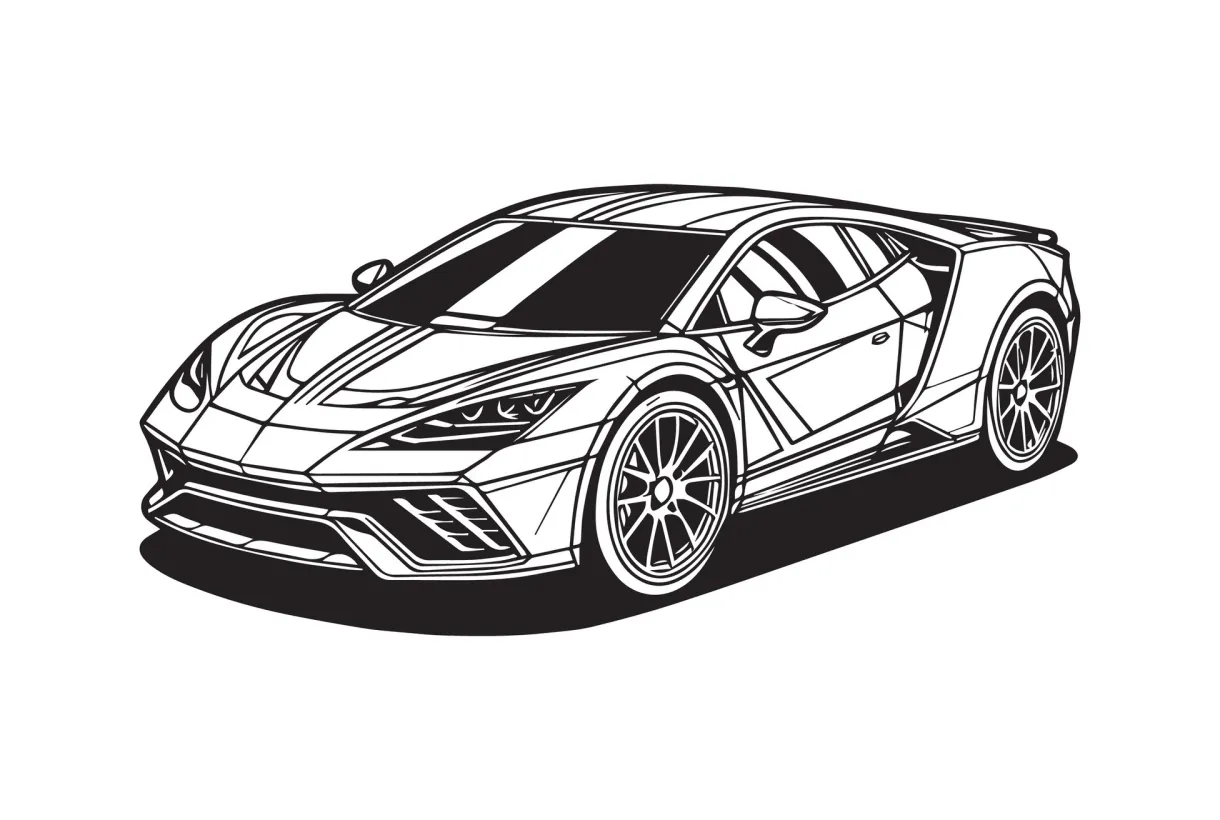 Simple and easy car coloring page for kids and toddler. car coloring