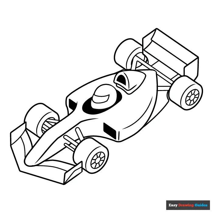 Race car coloring page easy drawing guides
