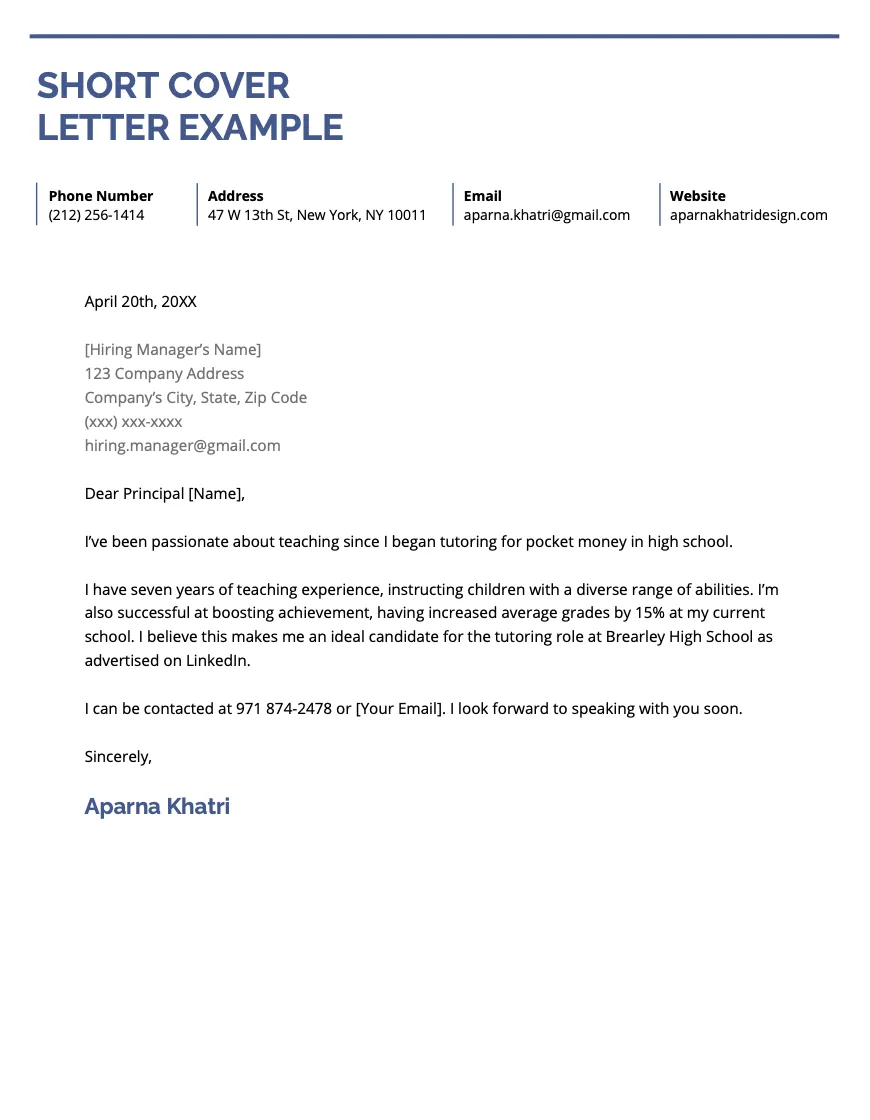 Simple job cover letter examples