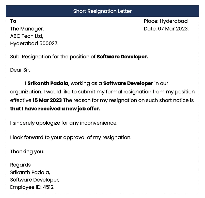 Simple letter of resignation examples and writing tips, 47% off