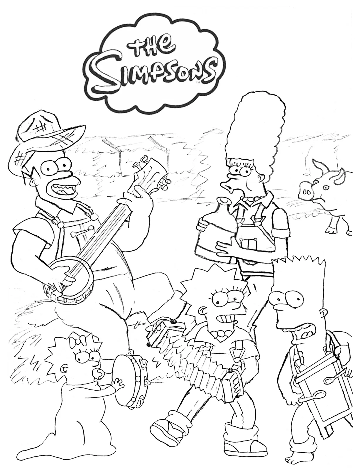 The simpsons at the farm return to childhood coloring pages