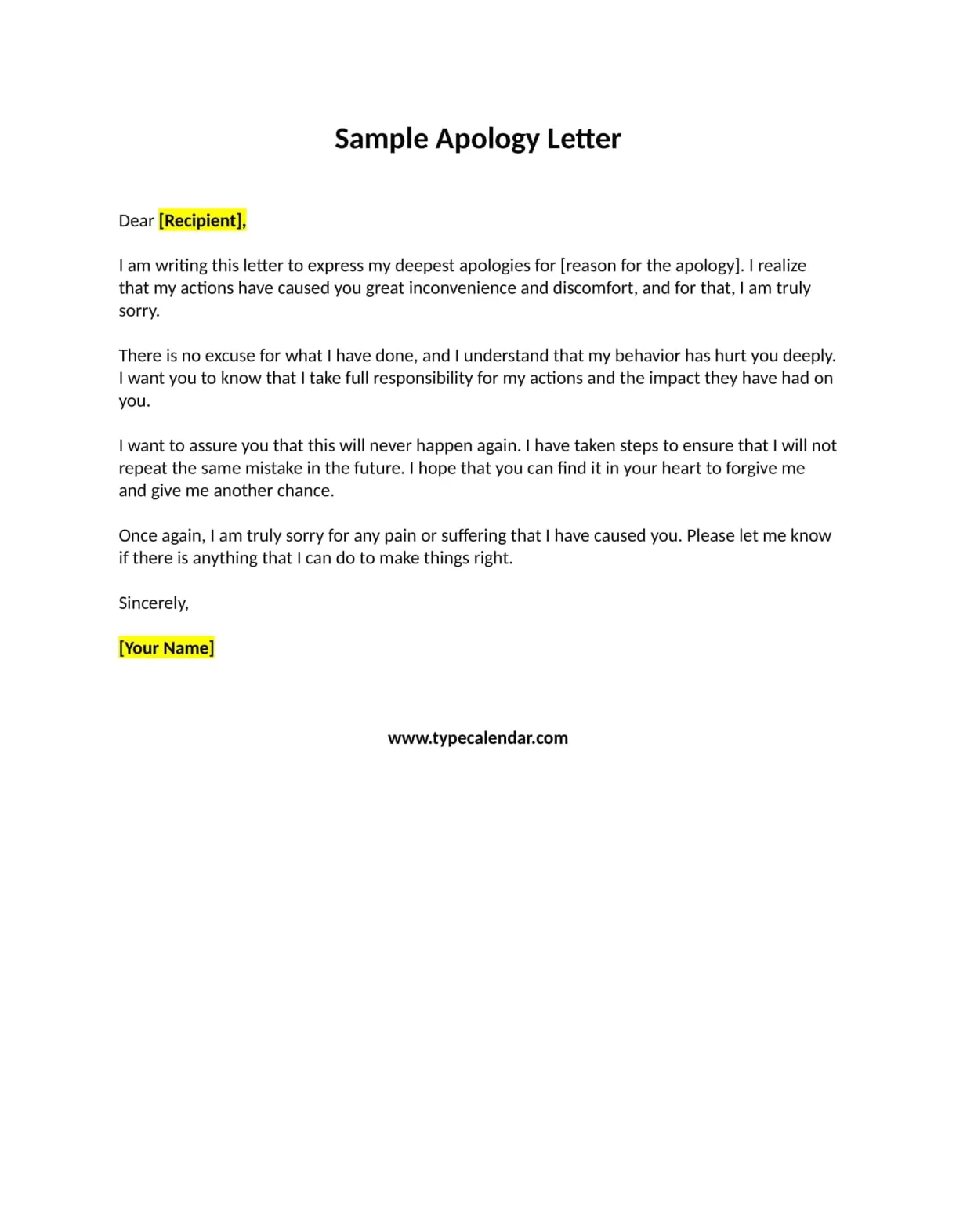 Free printable apology letter templates [word, pdf] for students