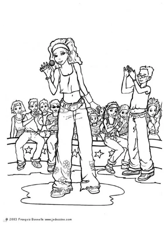 Coloring Page singer - Free printables - Img 6460