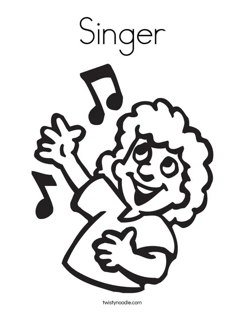 Singer Coloring Page - Twisty Noodle