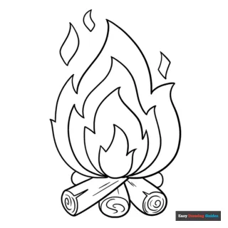 Fire coloring page easy drawing guides