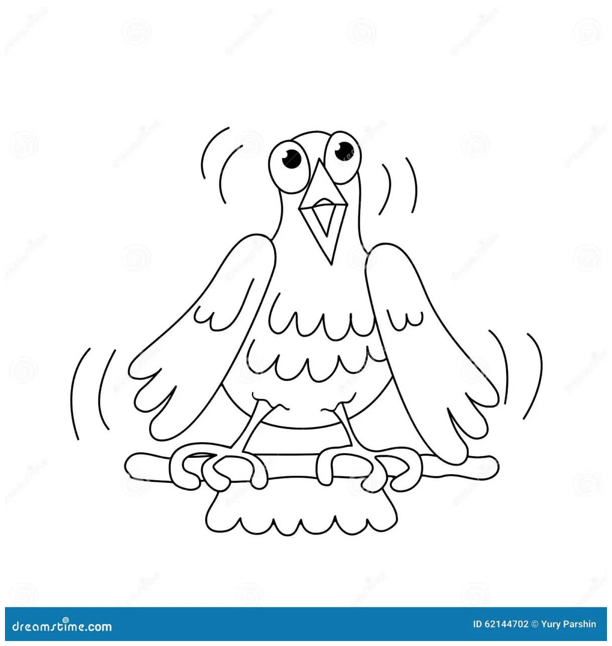 Coloring page outline of funny singing bird vector illustration