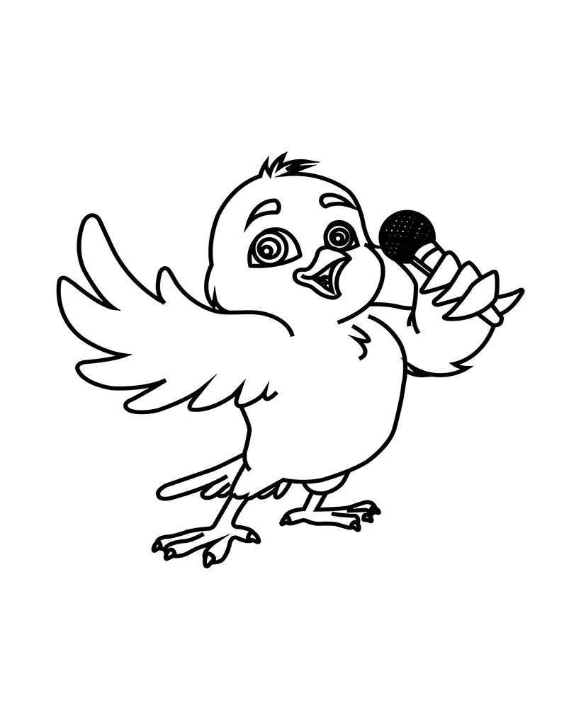 Kawaii bird singing