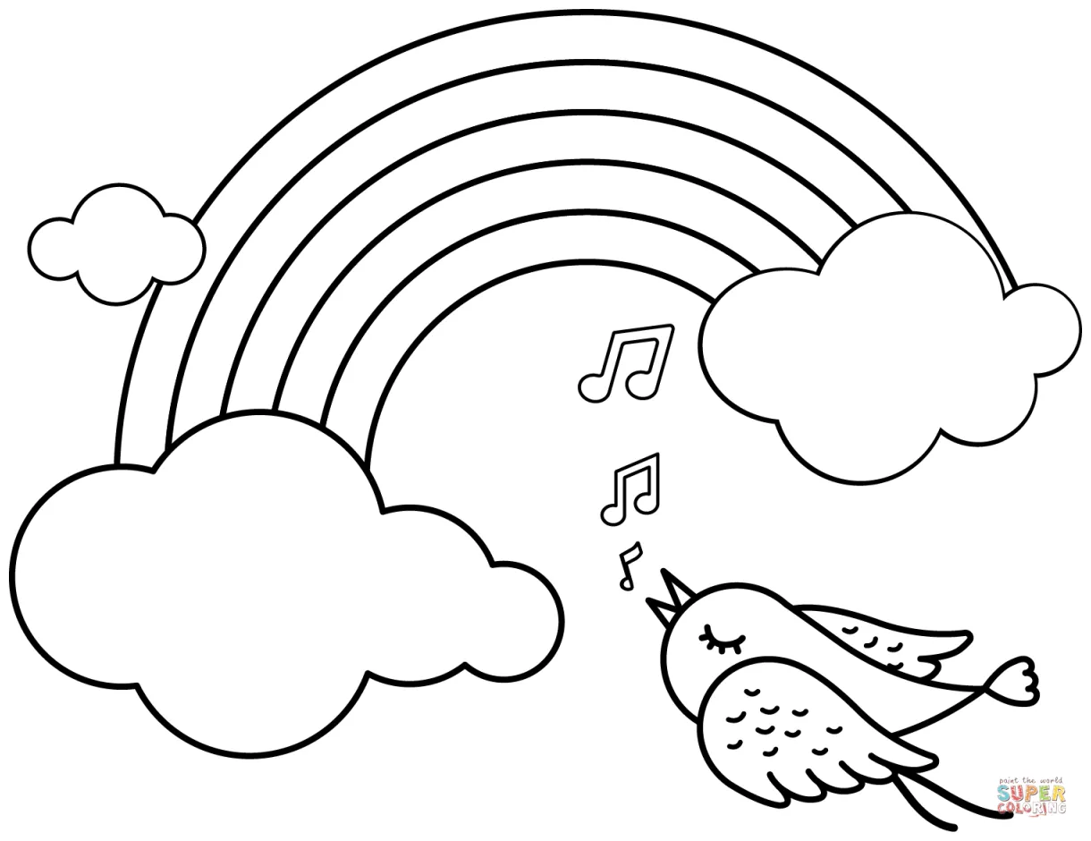 Rainbow and free printable coloring pages