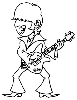 Singing rock guitarist coloring page