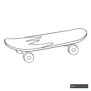 Skateboard coloring page easy drawing guides