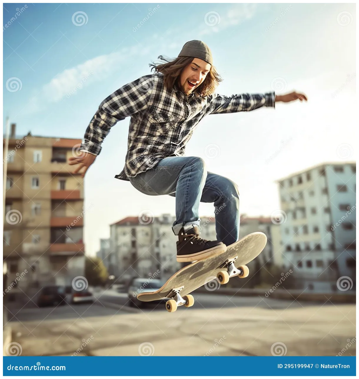 Skateboarder jumping on a skateboard skateboarder jumping in the air