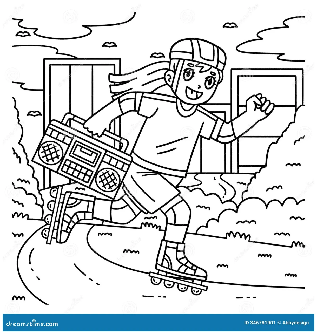 Skater Coloring Page Stock Photo | CartoonDealer.com #86599134