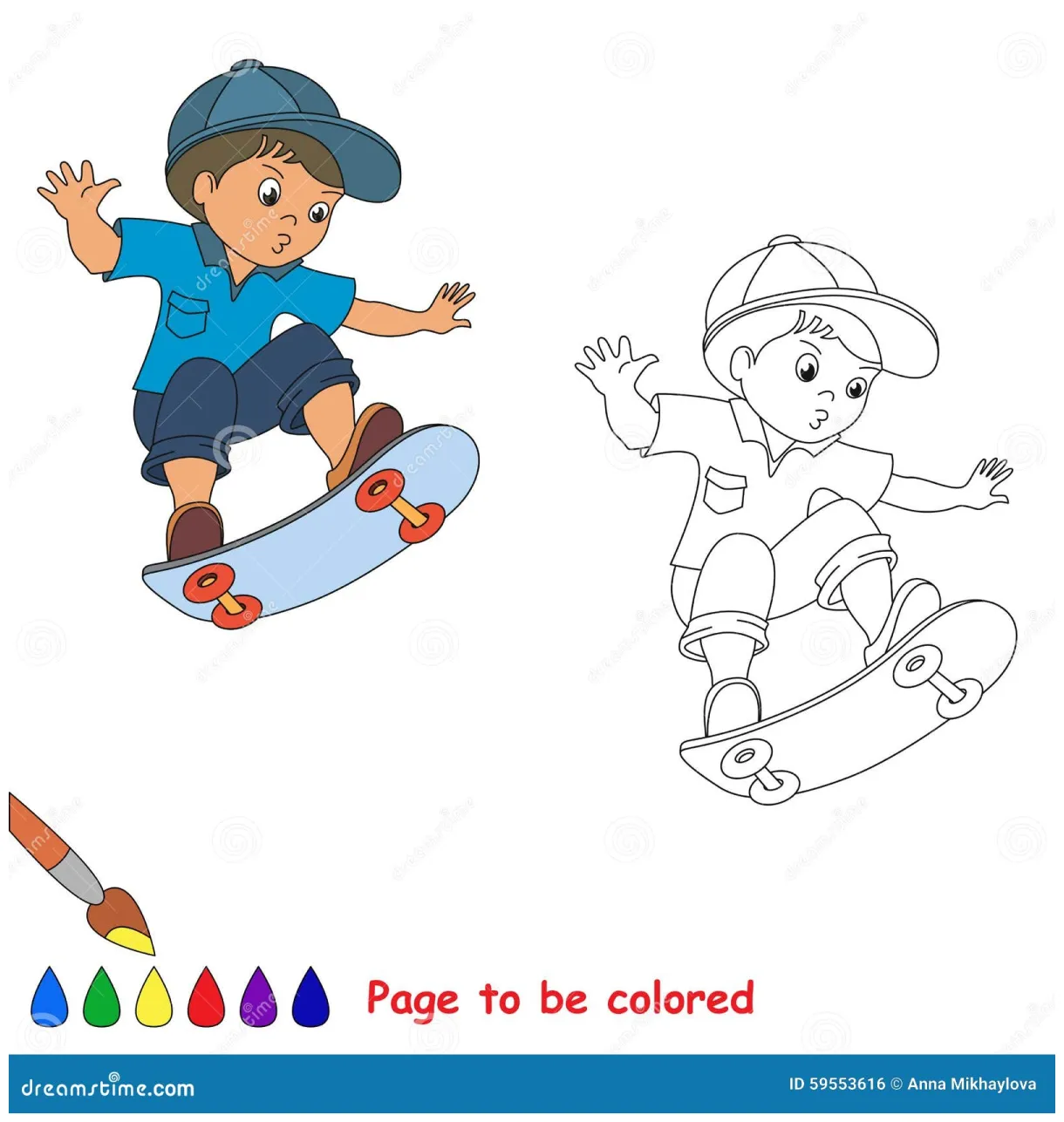 Skater Coloring Page Stock Photo | CartoonDealer.com #86599134