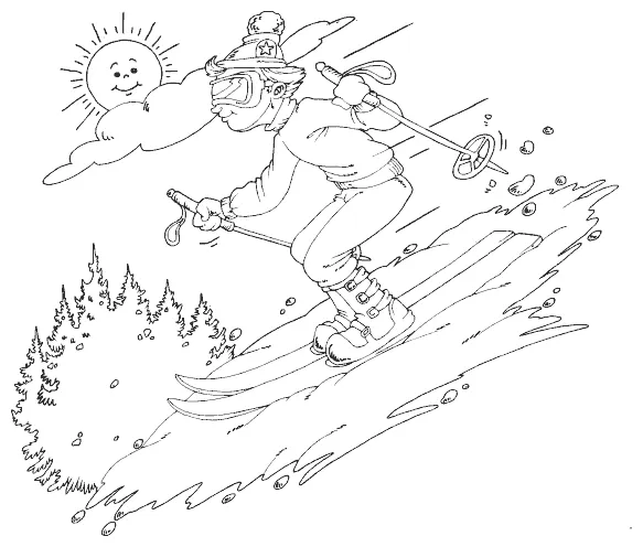 Boy downhill skiing coloring page coloring