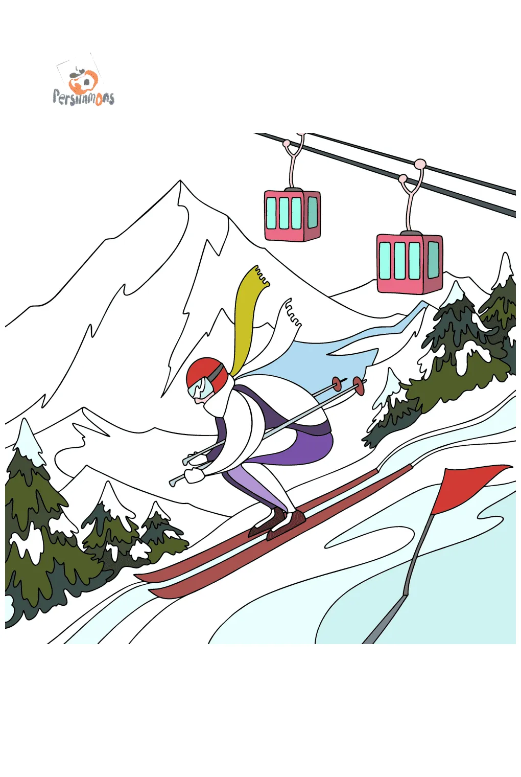 Skier coloring page online coloring-for-adults