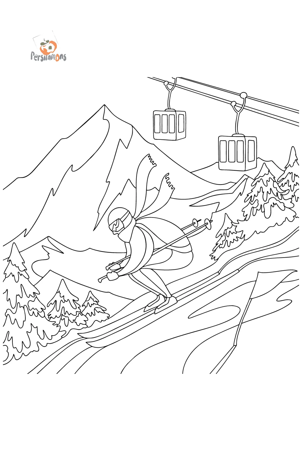 Skier coloring page online coloring-for-adults