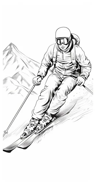 Coloring page with downhill skier s on freepik