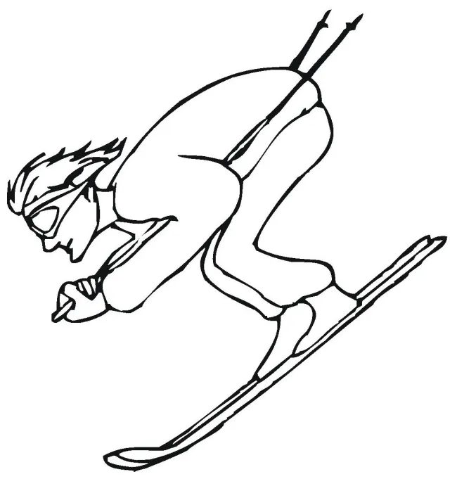 Coloring skiing skier downhill pages happy ski kid cliparts clipart printable coloring page