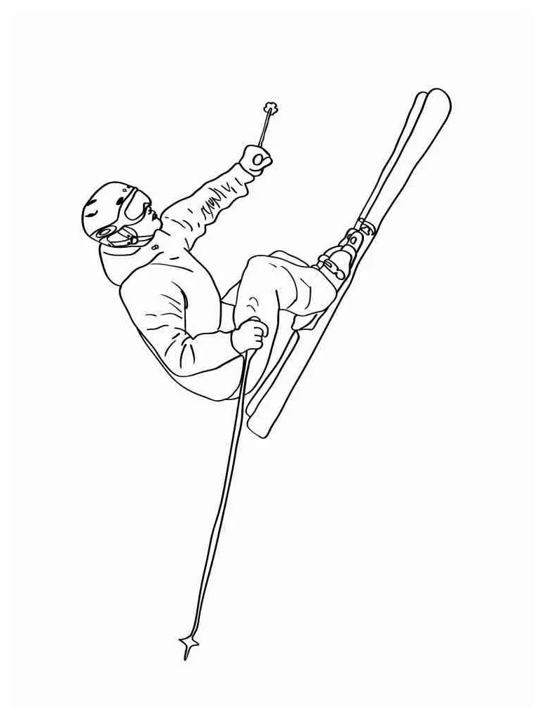 Coloring skiing skier downhill pages happy ski kid cliparts clipart