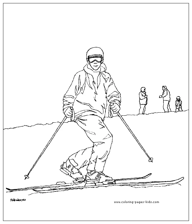 Skiing color page coloring pages for kids sports coloring pages