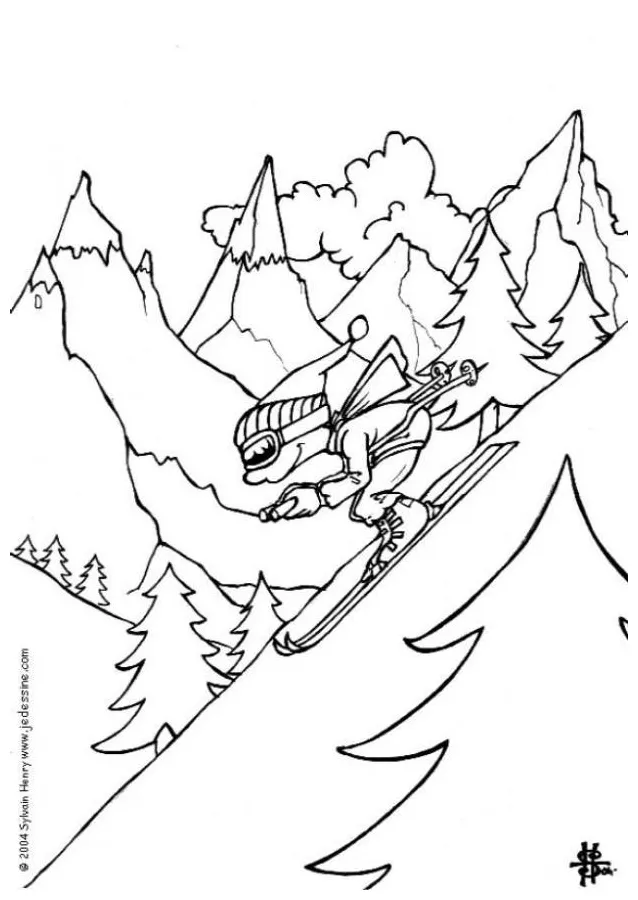 Coloring page skiing free printables img 6465