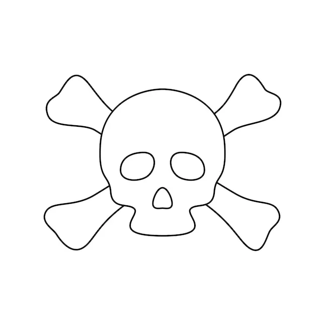 Premium vector coloring page with skull and crossbones for kids