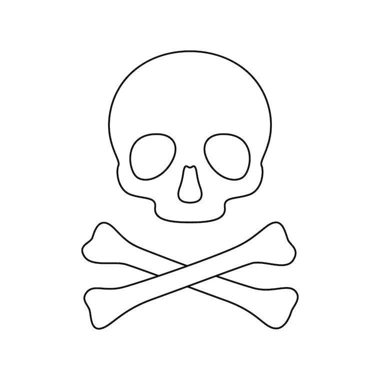 Premium vector coloring page with skull and crossbones for kids