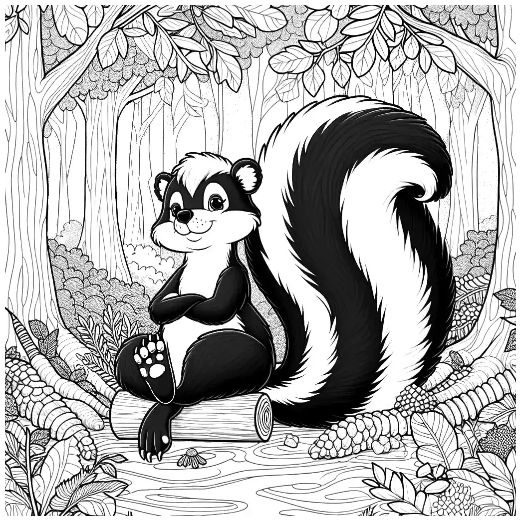 Curious skunk coloring page lulu pages