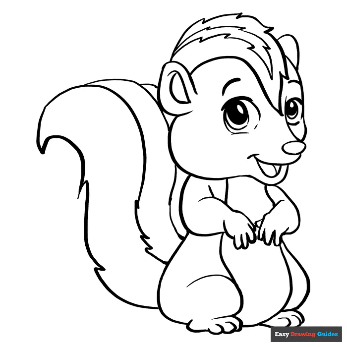 Skunk coloring page easy drawing guides