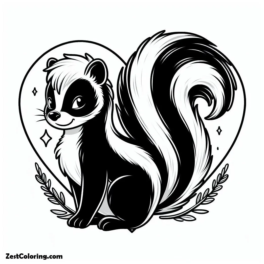 Skunk tail heart shaped coloring page coloring for kids smart