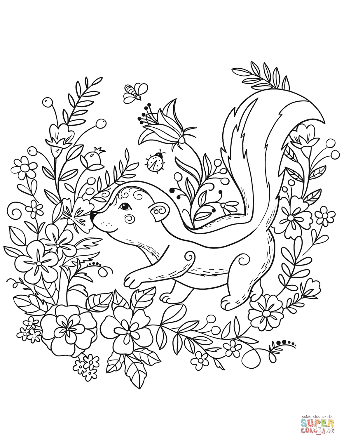 Skunk coloring page free printable coloring pages printable coloring page