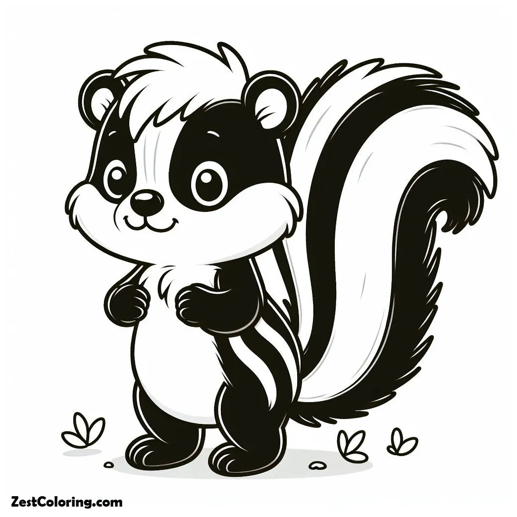 Striped skunk walking around coloring page coloring for kids smart