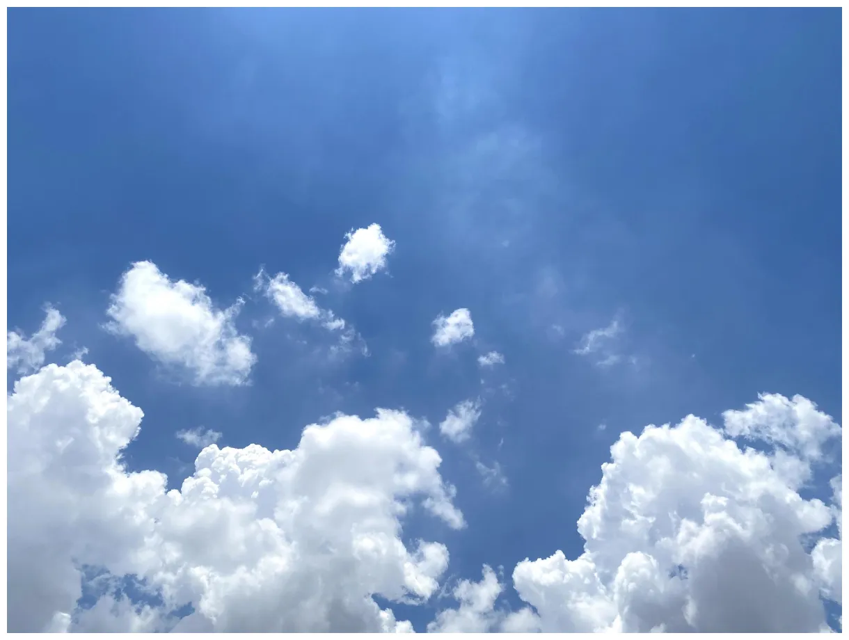 Clean blue sky and white clouds sky with space for printable coloring page