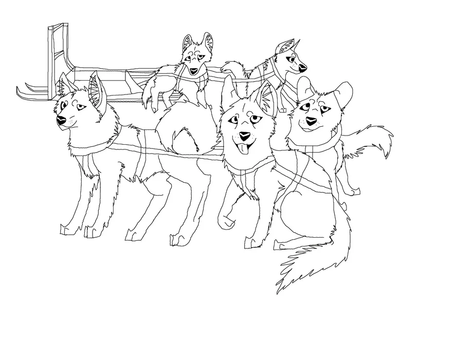 Dog sled race coloring coloring pages